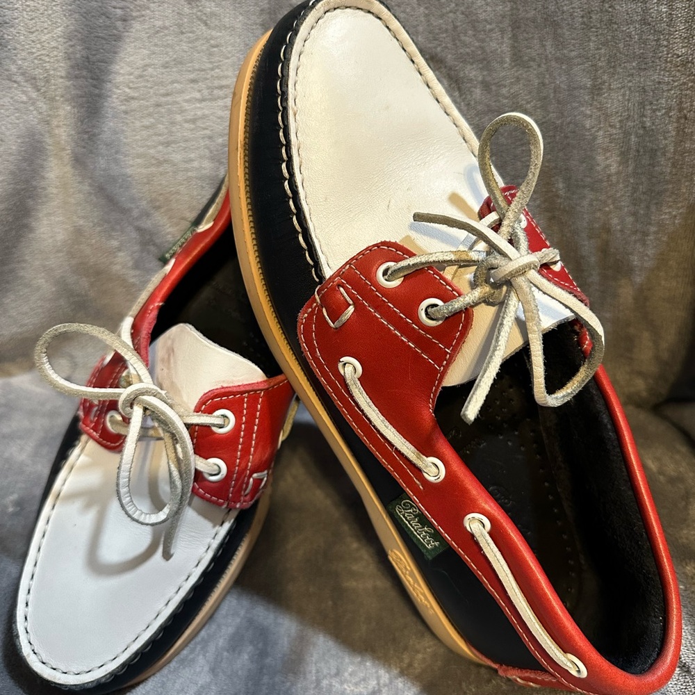 Paraboot Dooney & Bourke Leather Boat Shoes in Red, White, and Black